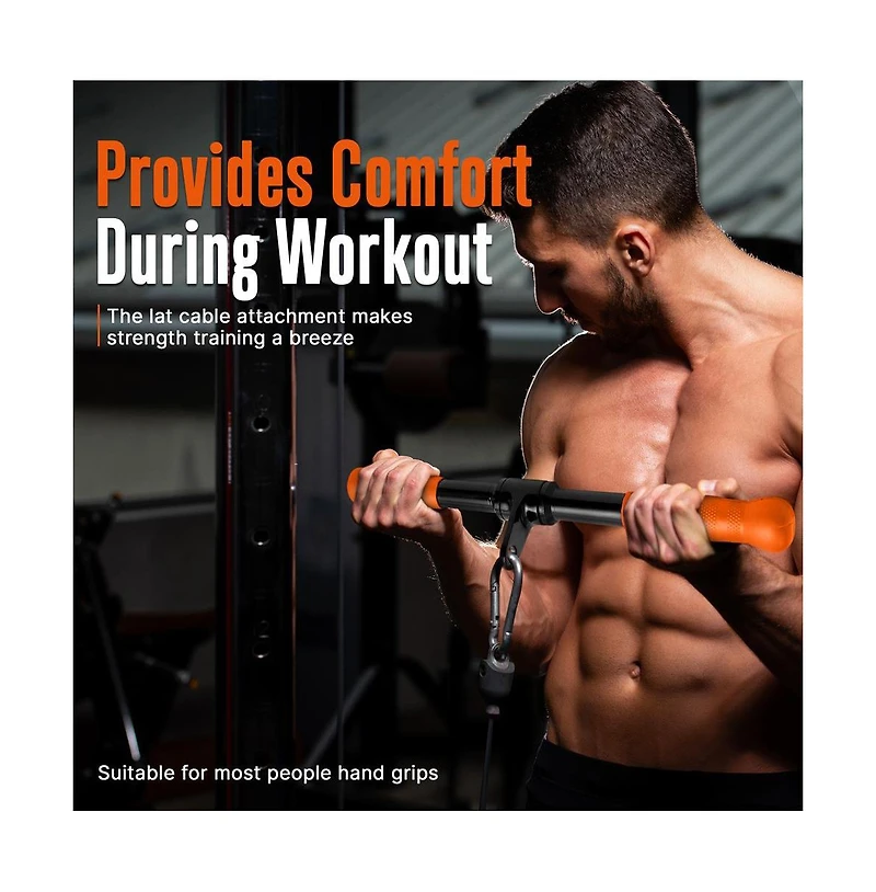 Squatz Lat Straight Pulldown Bar with Knurled Handle for Cable Machines