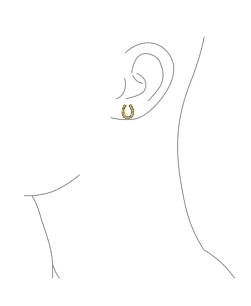 Bling Jewelry Lucky Equestrian Cz Stud Earrings Horseshoe Sterling Silver