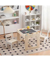 LuxenHome Drawing and Activity Board Children Table with 2 Chairs Set