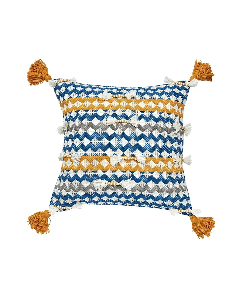 Jensen Ochre Woven Tasseled Accent Throw Pillow, 22" x 22"