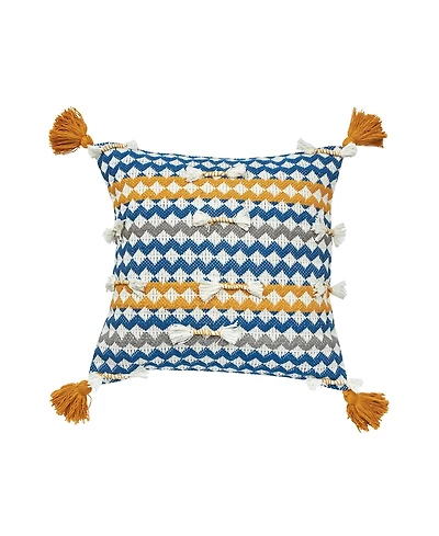 Jensen Ochre Woven Tasseled Accent Throw Pillow, 22" x 22"