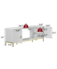70 inches Mdf Tv Stand With Storage Cabinets