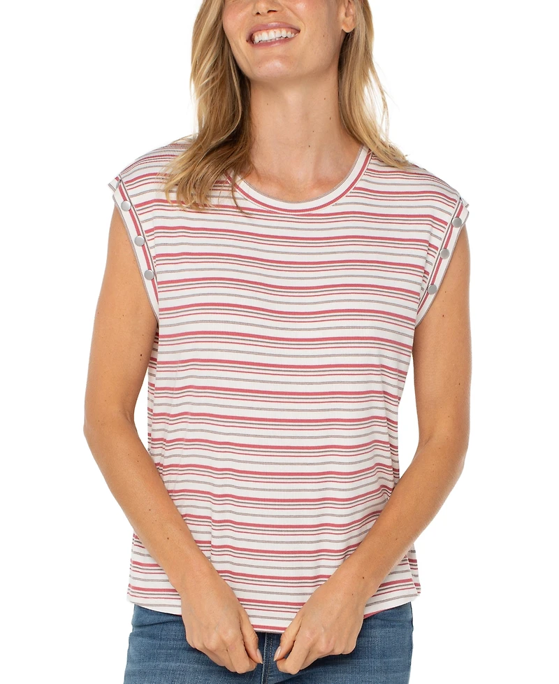 Liverpool Los Angeles Petite Striped Sleeveless Top