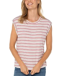 Liverpool Los Angeles Petite Striped Sleeveless Top