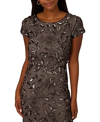 Adrianna Papell Women's Boat-Neck Blouson Beaded Gown