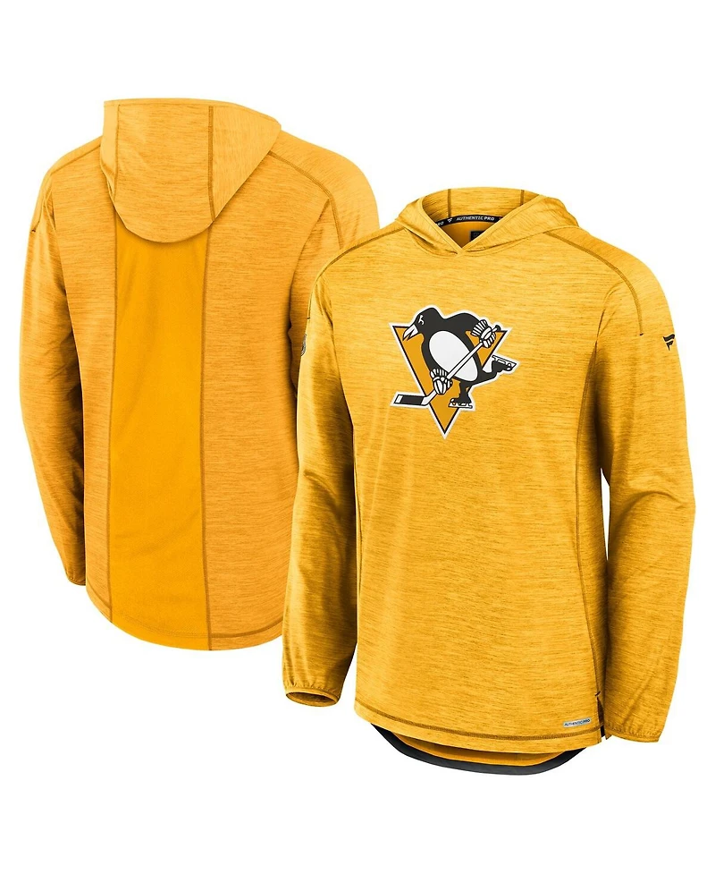 Fanatics Men's Gold Pittsburgh Penguins Authentic Pro Rink Lightweight Pullover Hoodie