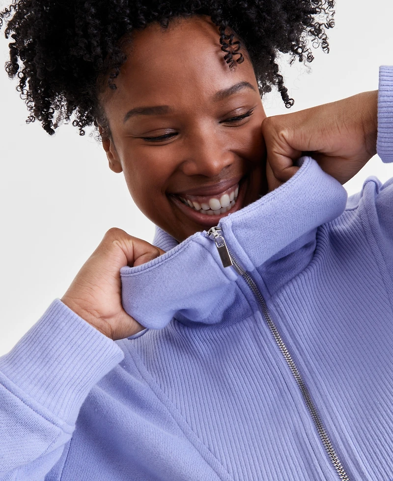 Id Ideology Plus Size Shawl-Collar Quarter-Zip Top, Exclusively at Macy's