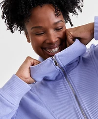 Id Ideology Plus Size Shawl-Collar Quarter-Zip Top, Exclusively at Macy's