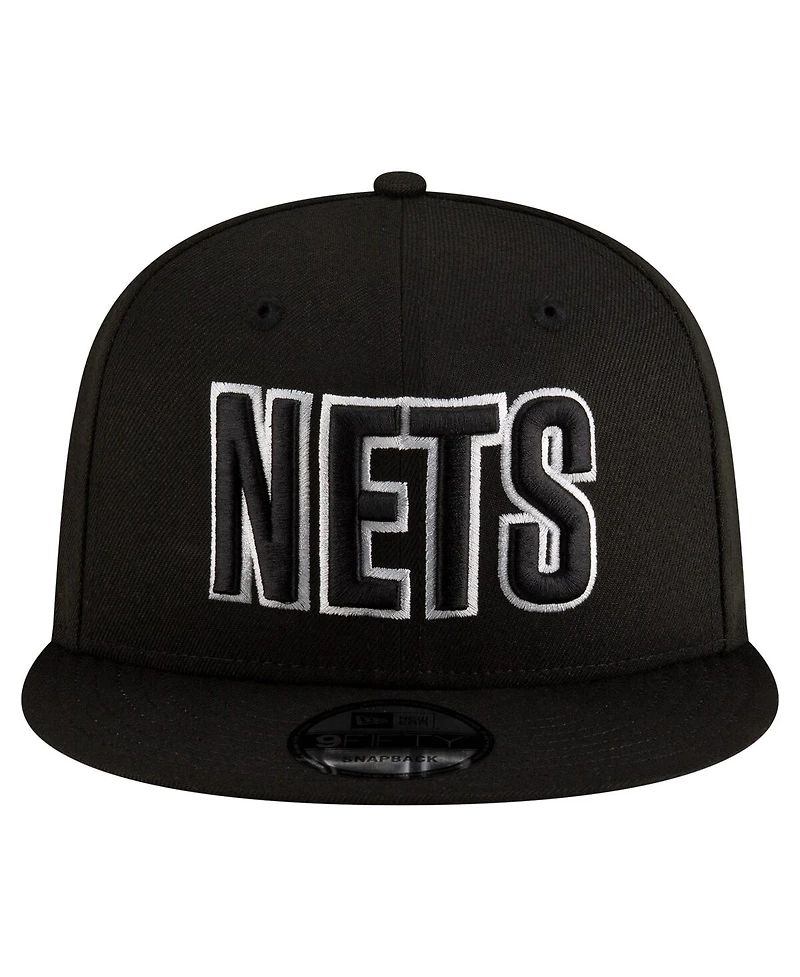 New Era Men's Black Brooklyn Nets Statement Edition Jersey Hook 9FIFTY Snapback Hat