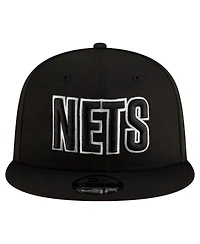 New Era Men's Black Brooklyn Nets Statement Edition Jersey Hook 9FIFTY Snapback Hat