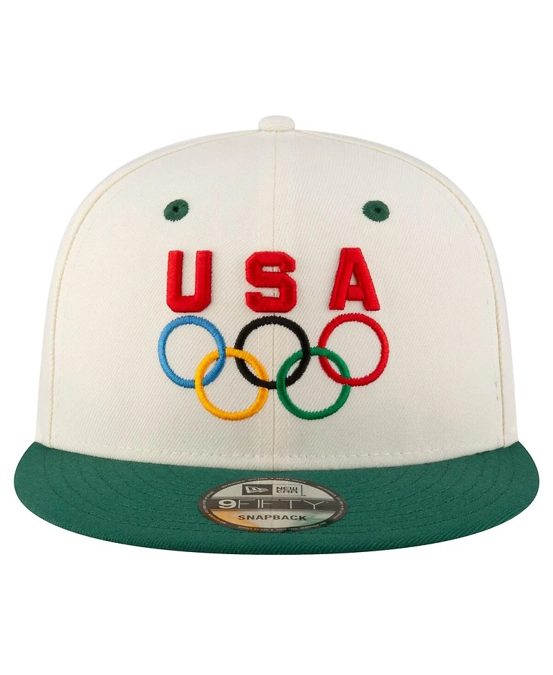 New Era Men's Cream/Hunter Green Team Usa Chrome 9FIFTY Snapback Hat