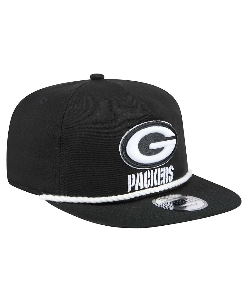 New Era Men's Black Green Bay Packers B-Dub Golfer Snapback Hat