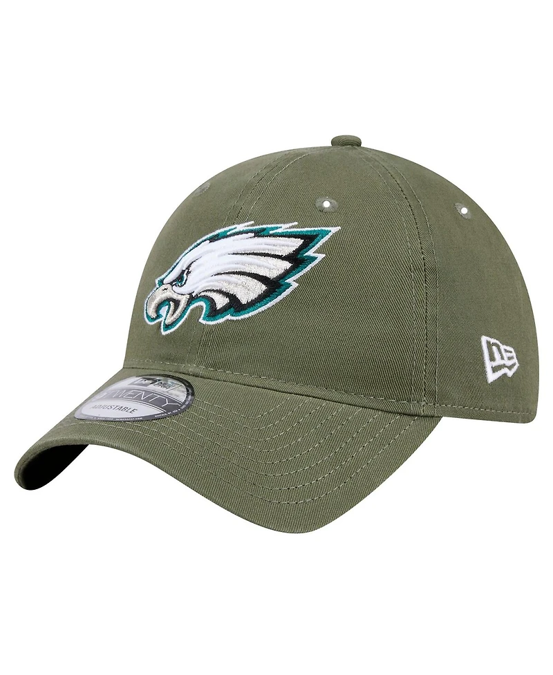 New Era Men's Olive Philadelphia Eagles Main 9TWENTY Adjustable Hat