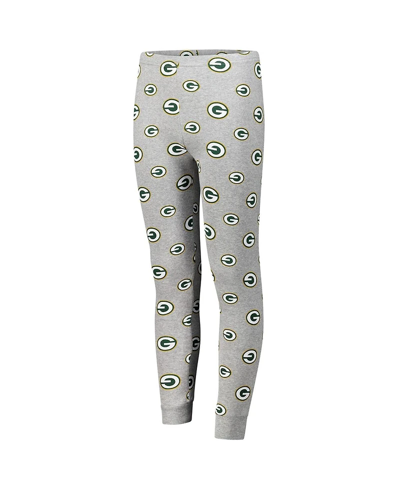 Outerstuff Big Boys and Girls Green Bay Packers Long Sleeve T-Shirt and Pants Sleep Set