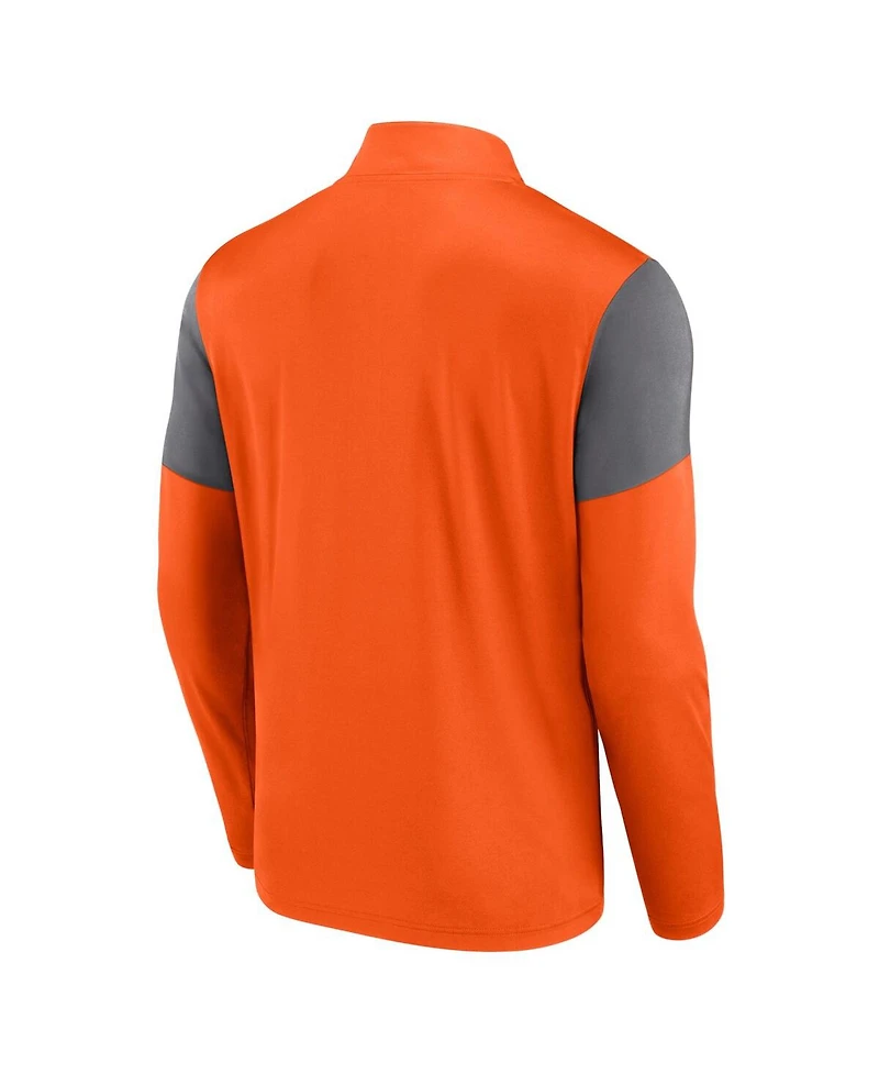 Fanatics Men's Orange/Gray Philadelphia Flyers Logo Quarter-Zip Top