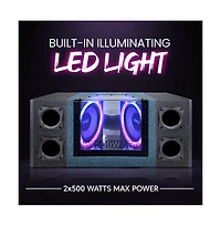 Pyle Dual Subwoofer Box System, 10'' Vented Enclosure, 1000W Max, Led Lights