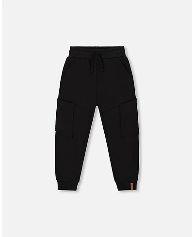 Deux par Deux Big Boys French Terry Sweatpants With Side Pockets Black