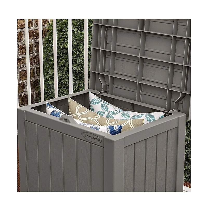 Suncast SS500ST 22 Gallon Small Resin Outdoor Patio Storage Deck Box, Stoney