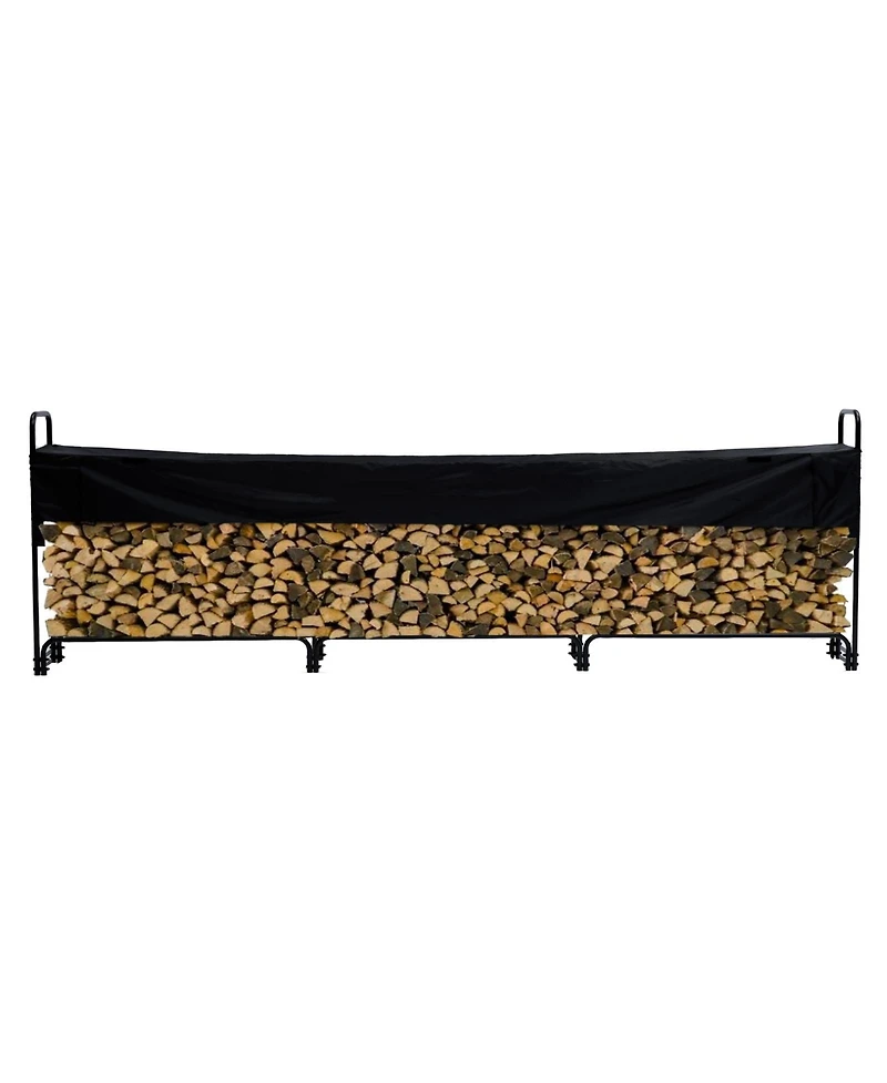 gaomon Firewood Rack Outdoor with Cover, Heavy Duty Steel 3/4 Cord Logs Stacker Holder, Firewood Storage Stand for Indoor Fireplace