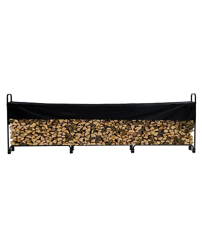gaomon Firewood Rack Outdoor with Cover, Heavy Duty Steel 3/4 Cord Logs Stacker Holder, Firewood Storage Stand for Indoor Fireplace