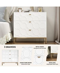 Wooden 3-Drawer Storage Cabinet Table