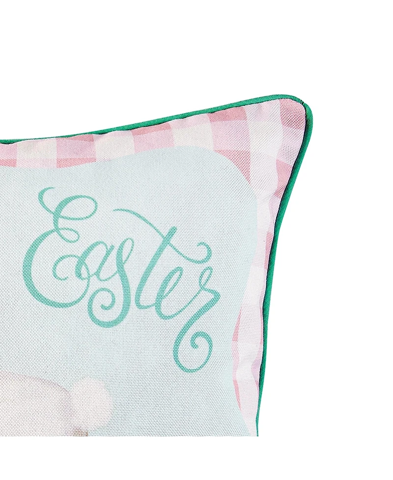 18" x 18" Spring "Happy Easter" Bunny Rabbit Riding Bicycle Printed Accent Throw Pillow