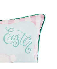 18" x 18" Spring "Happy Easter" Bunny Rabbit Riding Bicycle Printed Accent Throw Pillow