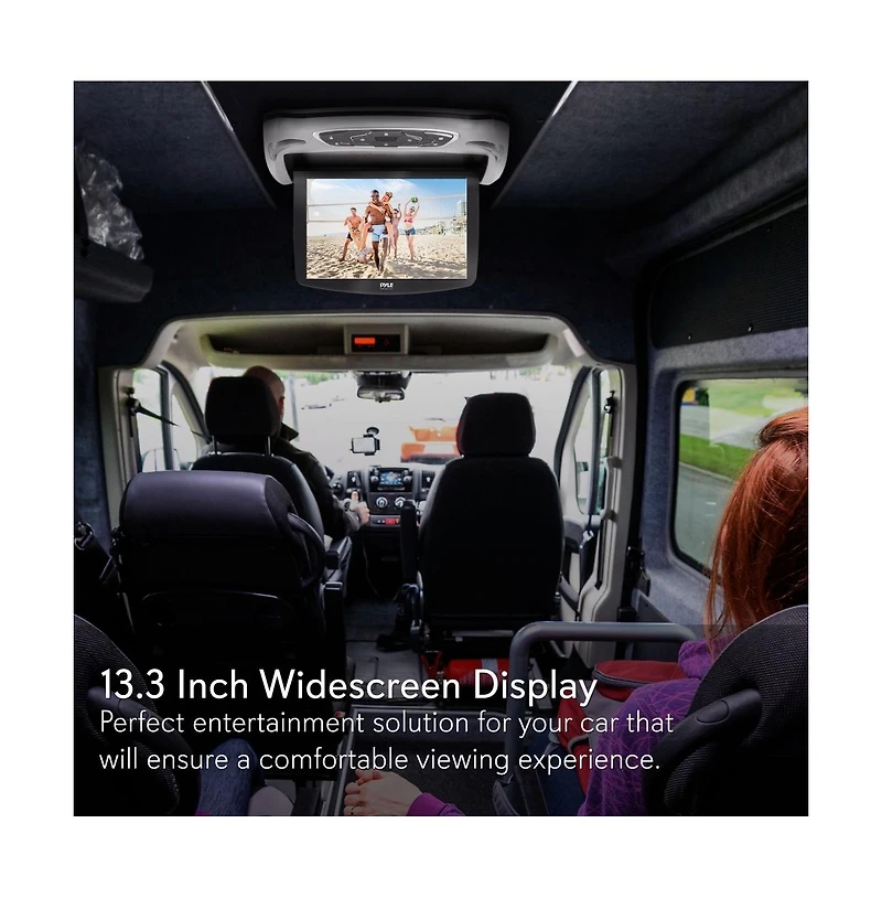 Pyle 13.3'' Car Overhead Monitor with Cd/Dvd Player, Usb, Sd, Fm Transmitter