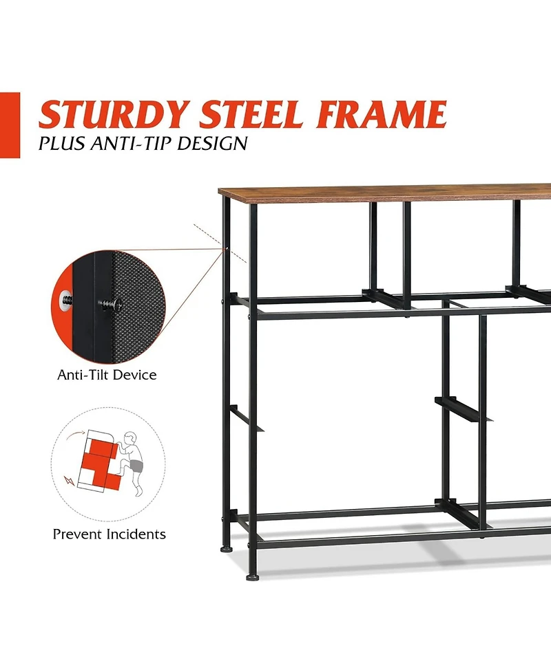 Wlive Dresser Tv Stand Entertainment Center with Fabric Drawers Media Console Table Metal Frame and Wood Top for up to 45 inch Chest of Drawer