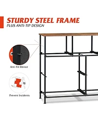 Wlive Dresser Tv Stand Entertainment Center with Fabric Drawers Media Console Table Metal Frame and Wood Top for up to 45 inch Chest of Drawer
