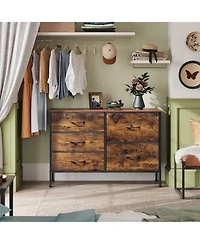 Wlive Dresser for Bedroom with 5 Drawers Wide Bedroom Dresser with Drawer Organizers Chest of Drawers Fabric Dresser for Living Room Closet Hallway