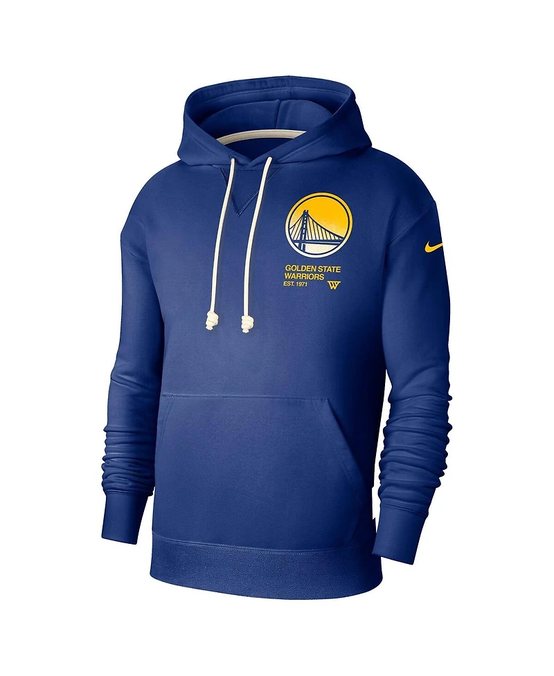 Nike Men's Royal Golden State Warriors Courtside Standard Issue Premium Performance Pullover Hoodie