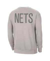 Jordan Men's Stone Brooklyn Nets Courtside Statement Edition Heavyweight Pullover Sweatshirt