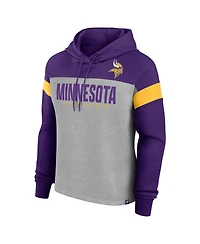 Fanatics Women's Heather Gray/Purple Minnesota Vikings Bold Play Call Pullover Hoodie