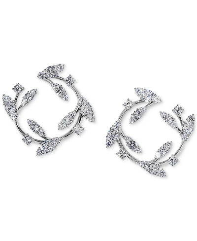 Eliot Danori Silver-Tone Cubic Zirconia Vine Front-to-Back Hoop Earrings, Exclusively at Macy's