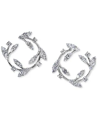 Eliot Danori Silver-Tone Cubic Zirconia Vine Front-to-Back Hoop Earrings, Exclusively at Macy's
