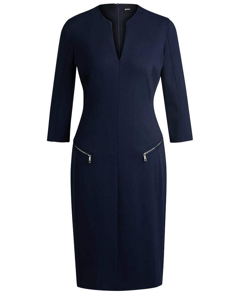 Boss by Hugo Boss Women's Cropped Sleeves V-Neck Dress
