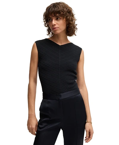 Boss by Hugo Women's Knitted Structure V-Neck Top