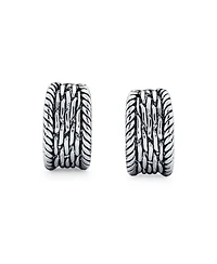 Bling Jewelry Twisted Cable Chain Weave Wide Half Hoop Clip On Earrings For Non Pierced Ears Oxidized Gold Plated Brass