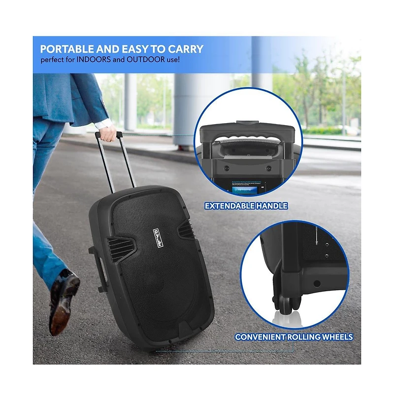 Pyle Portable Bluetooth Pa Speaker System with Rechargeable Battery, Uhf Microphones, MP3/Usb/Sd Readers, Fm Radio, 12” Subwoofer (1000W)