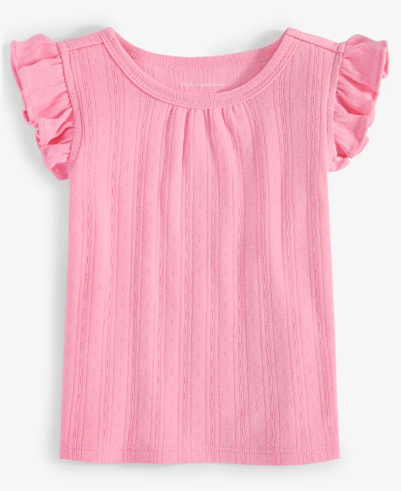 First Impressions Baby Girls Solid Pointelle Flutter-Sleeve Top, Exclusively at Macy's