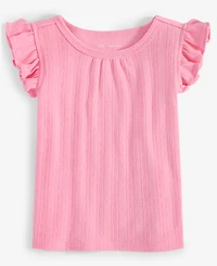 First Impressions Baby Girls Solid Pointelle Flutter-Sleeve Top, Exclusively at Macy's