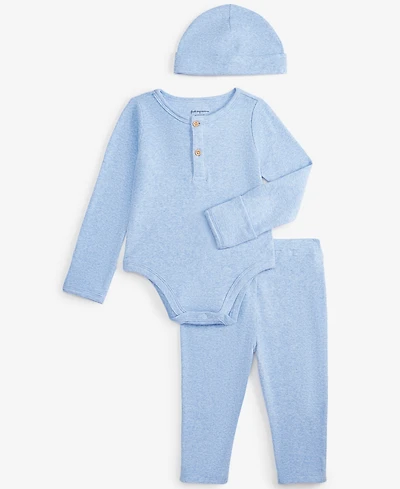 First Impressions Baby Hat, Henley Bodysuit & Pants, 3 Piece Set, Exclusively at Macy's