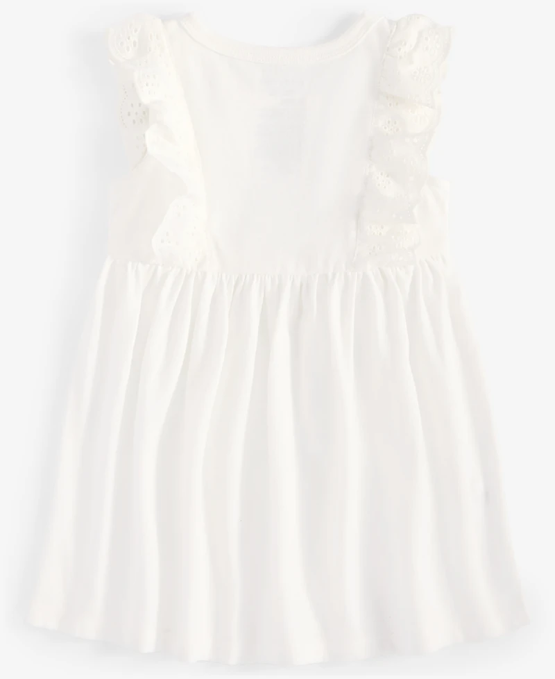 First Impressions Baby Girls Solid Eyelet-Flutter Dress, Exclusively at Macy's