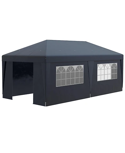Outsunny 10' x 19.5' Large Party Tent Pop Up Canopy w/ Weight Bags,