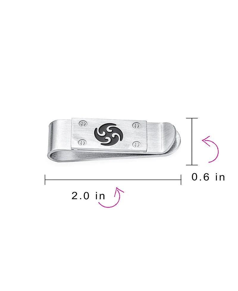 Bling Jewelry Black Whirling Spinning Symbol Blade Ninja Star Money Clip Credit Card Graduation Stainless Steel