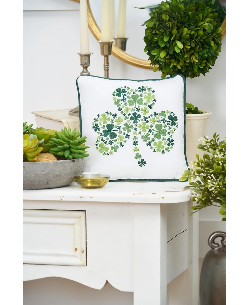 10" x 10" St. Patrick's Day Irish Shamrock Embroidered Small/Petite Accent Throw Pillow
