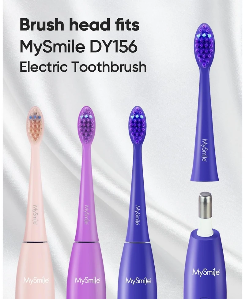 MySmile DY156 Electric Toothbrush Replacement Heads, 3 Packs (Purple)