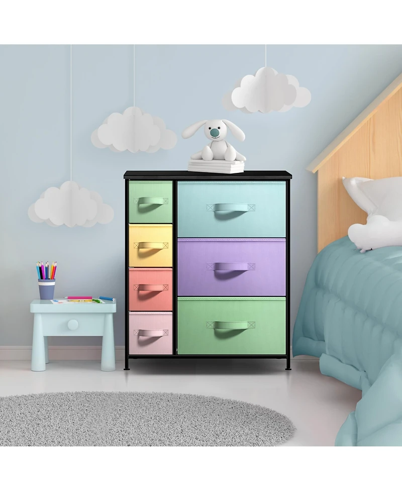 Sorbus Dresser with 7 Drawers - Storage Chest Organizer with Steel Frame, Wood Top, Handles, Fabric Bins