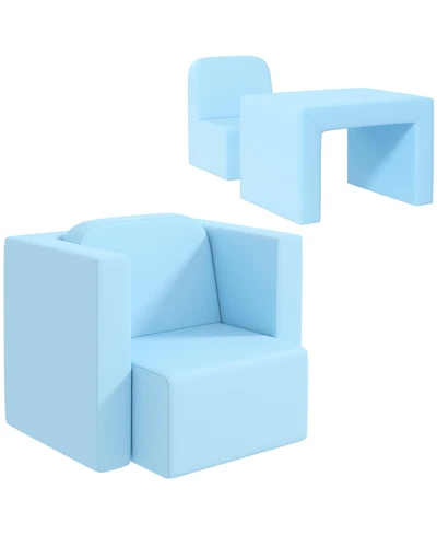 Qaba 2-in-1 Kids Sofa, Convertible Table and Chair Set, Light